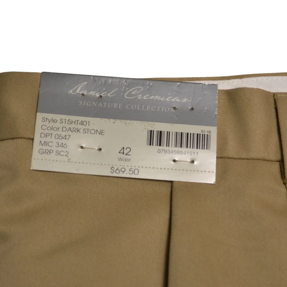 Daniel Cremieux Signature‎ Collection Men Khaki Poly Pleated Shorts Size 42